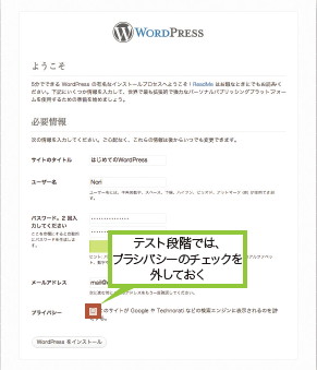 【07】必要項目を入力した上で、インストールボタンをクリックする。