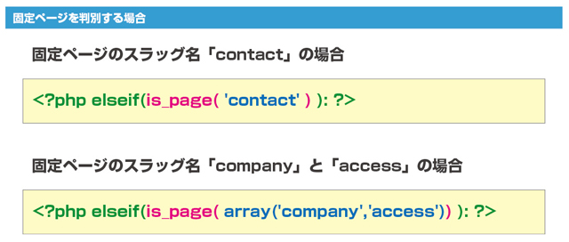 is_pageで固定ページを設定 (▲クリックして拡大)
