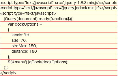 【5-1】jqDock を実行するスクリプト。