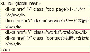 【4-1】HTMLの記述例。