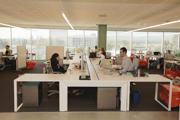 パーティションなどで区切られていないため、非常に開放感のあるオフィス