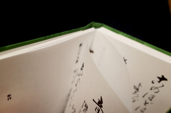 こちらは私物の御朱印帖。一枚の紙が袋状になっており、内側に紙の裏面が見える