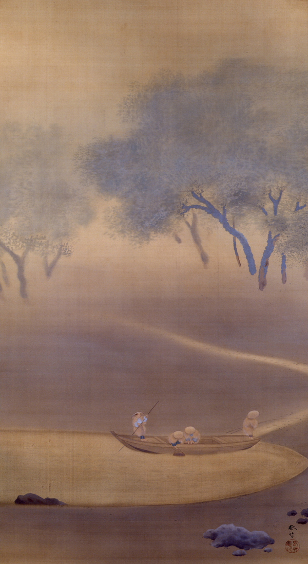 菱田春草 『釣帰』 1901（明治34）年　絹本・彩色　山種美術館所蔵 「朦朧体」作品は日本では酷評されたが、アメリカ・ヨーロッパの展覧会では好評を得て高値がついた
