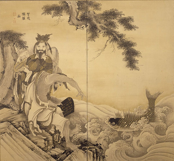 曾我蕭白《群仙図屏風》（左隻）　江戸時代・18世紀　2曲1双　東京藝術大学　展示期間：～4月6日