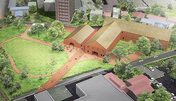 上空からみたシードル・ゴールドの屋根 ©Atelier Tsuyoshi Tane Architects