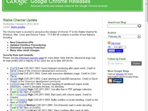 Google、「Google Chrome 17」の最新安定版をリリース