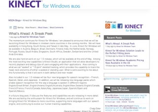米Microsoft、「Kinect for Windows 1.5」で日本語音声認識に対応