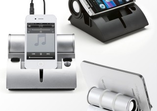 サンワ、iPhone/iPad対応スタンド機能つきスピーカー