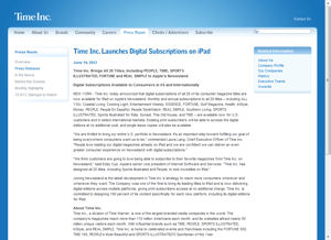 米Time、iPad向けに20誌の定期購読サービスを提供開始