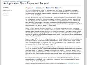 Android 4.1向けFlash Playerは提供せず－Adobeが発表