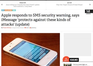 iPhoneのSMSに脆弱性か、AppleがiMessageを使うよう呼びかけ