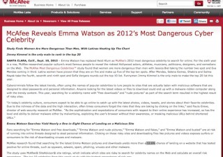 ネット上の「危険な有名人」はエマ・ワトソン、高確率で悪質サイトがヒット