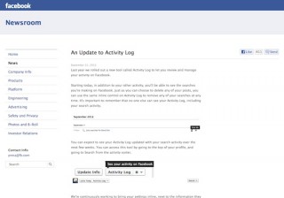 Facebook、「Activity Log」に検索履歴の閲覧・削除機能を追加