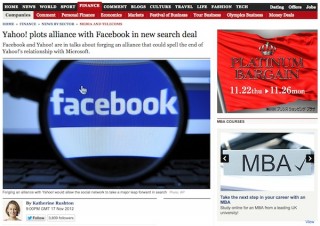 YahooとFacebookが検索で提携を協議中か——英紙報道