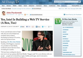 米Intel、インターネットTVサービスを年内に開始か