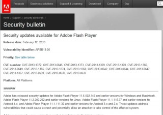 アドビ、Flash Playerに相次ぐ脆弱性の発見と修正