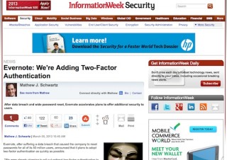 Evernote、不正アクセスうけ2段階認証を導入か——InformationWeek報道