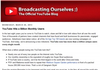 You tube、スマホやタブレットでの視聴の後押しもあり、月間ユーザー数が10億人を突破