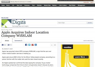 Apple、スマホで屋内の位置特定するアプリを開発するWiFiSLAM社を買収か