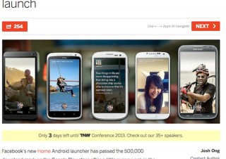 Facebook Homeのダウンロード数が公開9日で50万突破