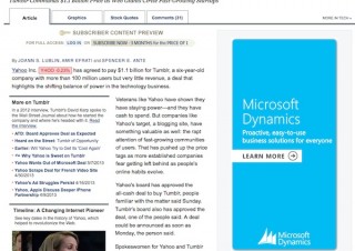 Yahoo!がTumblrを11億ドルで買収、米紙報道