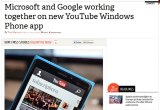 MicrosoftとGoogleがタッグを組み、「Windows Phone 8」向け「YouTube」アプリを協力して開発