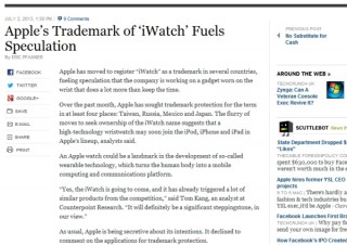 Apple、スマートウォッチ「iWatch」のリリースへ!?　世界各国で商標登録申請中