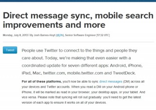 Twitter、最新バージョンでは全てのデバイスでDMが同期--検索性能も向上