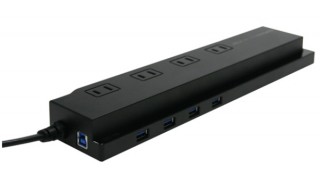 アイ・オー、USBポート×4と電源コンセント×7の一体型USB 3.0ハブ「HD-U3HB4TP」