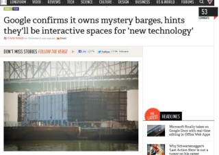 Google、サンフランシスコ洋上に謎の建造物を建築中