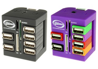 上海問屋、キューブ型デザインの6ポートUSBハブ兼カードリーダーを発売