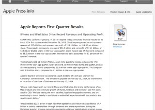 Apple、2014年第1四半期の売上高とiPhone&iPad販売台数が過去最高に