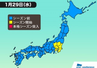 ウェザーニューズ、関東全域が「花粉シーズン」に突入と発表--昨年より約1週間早く