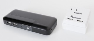 ロジテック、容量1万400mAhのモバイル充電器にUSB ACアダプタ付属版