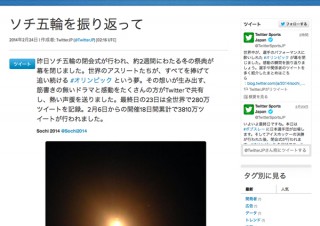 ソチ五輪閉幕、最終日は全世界で280万ツイート 開催18日間累計で3810万ツイート