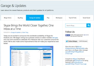 Outlookの受信箱を離れずそのままSkype利用、全世界で提供開始