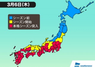 ウェザーニューズ、東京都など28都府県で本格的花粉シーズン突入と発表