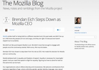 MozillaのCEOが任命から10日で辞任、物議を醸す