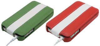 デンノー、おしゃれな2色デザインのiPhone 4用本革ジャケットケース