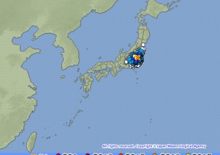 関東で地震が発生、震源地は茨城県南部