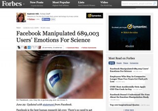 Facebookがニュースフィード操作し感情伝染実験か