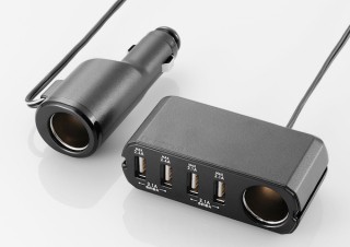 エレコム、アクセサリーソケット付USB車載充電器発売
