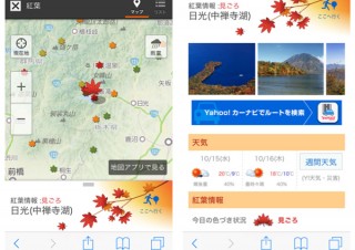 Yahoo!地図で紅葉情報の提供を開始