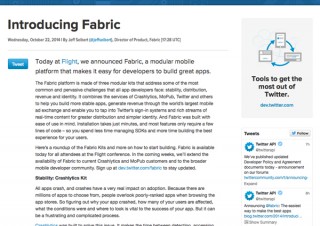 Twitter、モバイルアプリ開発SDK「Fabric」発表