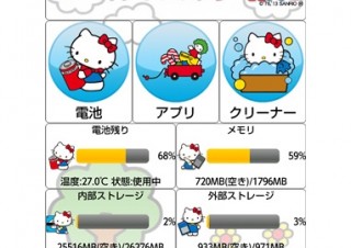 BIGLOBE、ハローキティのバッテリー管理アプリ