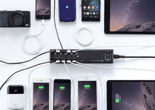サンワ、10台までの機器を同時充電できるUSB充電器