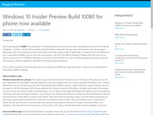 モバイル向け「Windows 10」最新プレビュー版が公開
