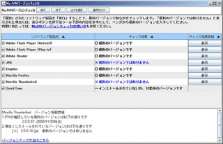 ソフトのバージョンをチェックできる「MyJVNバージョンチェッカ」