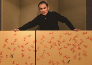 大阪府・片岡鶴太郎氏の画業20周年を記念した作品展「還暦紅」