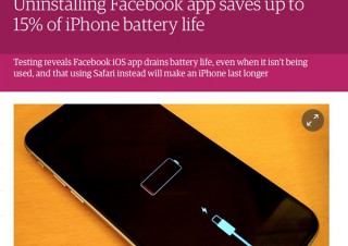 iPhoneのバッテリーを大量消費するFacebookアプリ、削除で15％も電池寿命UP